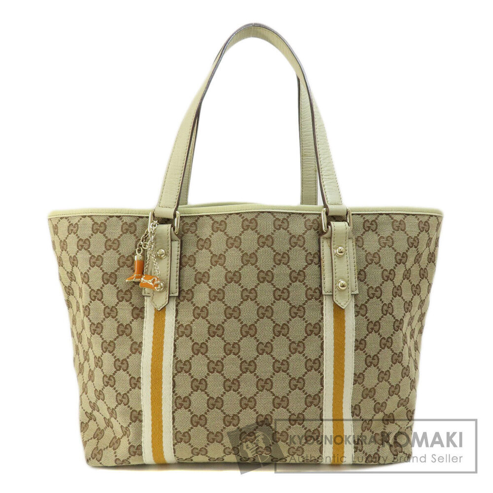 Gucci GG Canvas Sherry Line Tote Bag Beige Orange